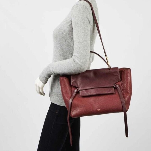 Celine Burgundy Grained Leather Mini Belt Bag - Picture 8 of 11